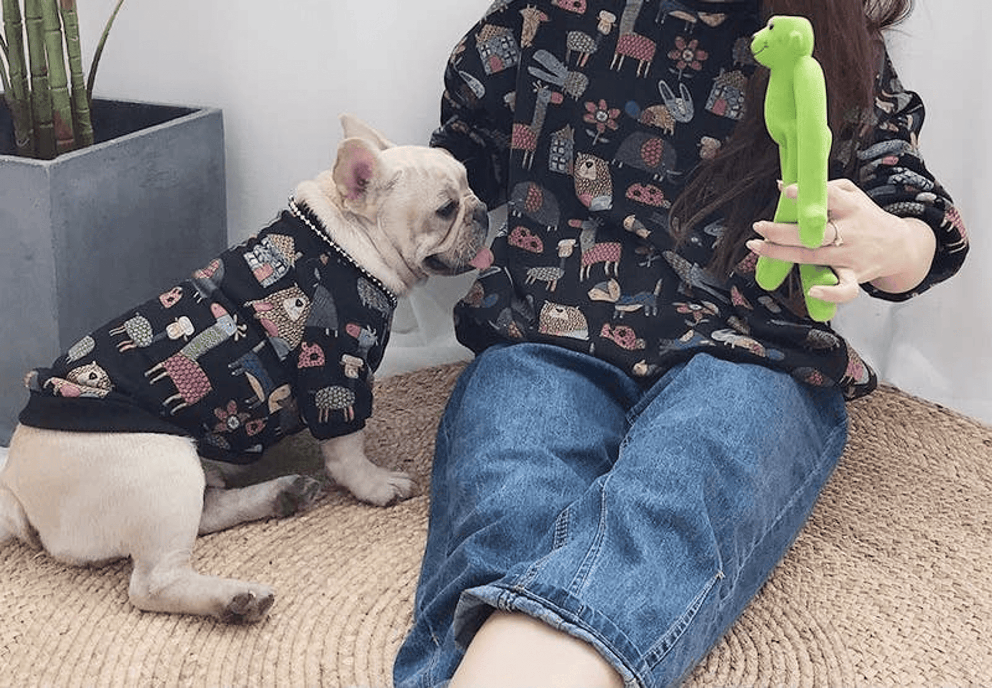 Love Print Matching Cardigan-Sweater Set for Pet and Owner-0